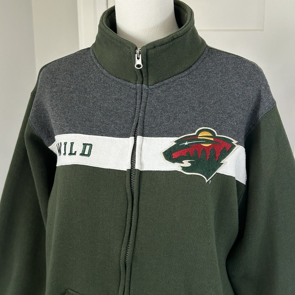 Minnesota Wild NHL J America Full Zip Sweatshirt Jacket Green Size Small EUC!